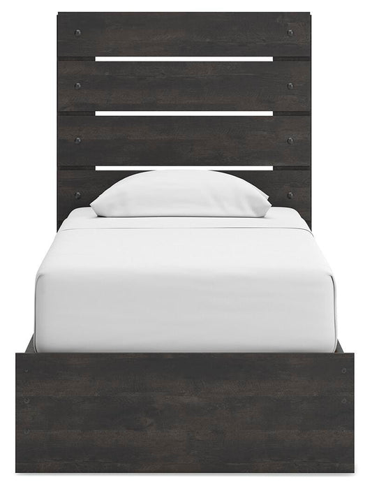 Hollivern Twin Panel Bed with Storage, Dresser and Mirror