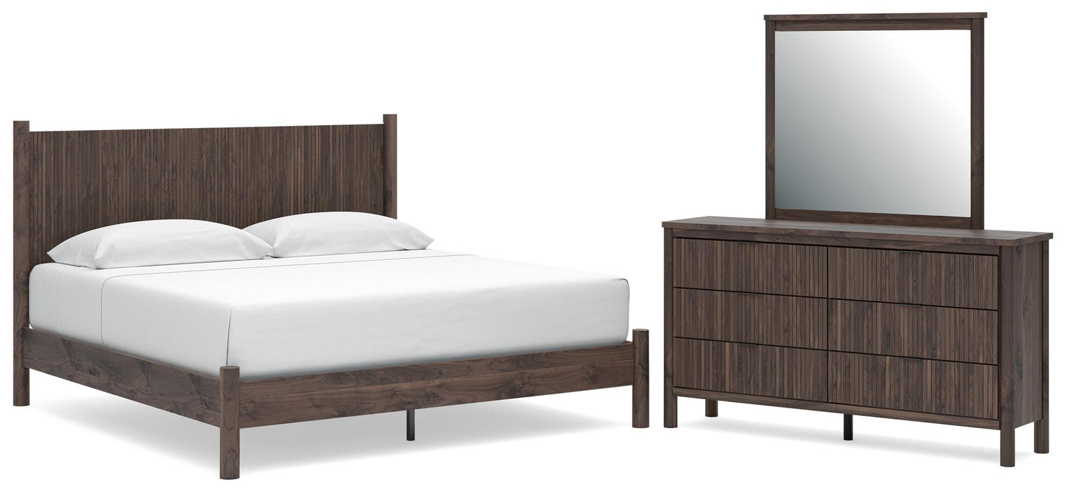 Pamytta King Panel Platform Bed, Dresser and Mirror