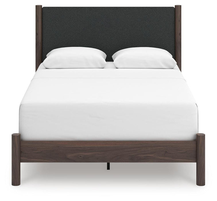 Pamytta Queen Upholstered Panel Bed, Dresser and Mirror