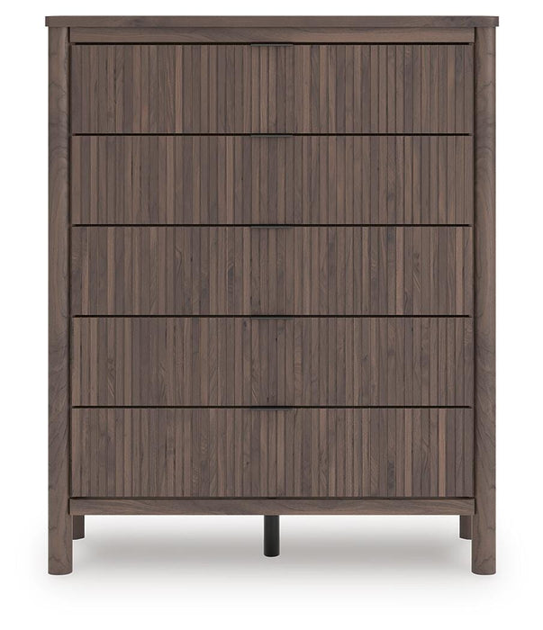 Pamytta Twin Upholstered Panel Platform Bed, Dresser, Mirror, Chest and Nightstand