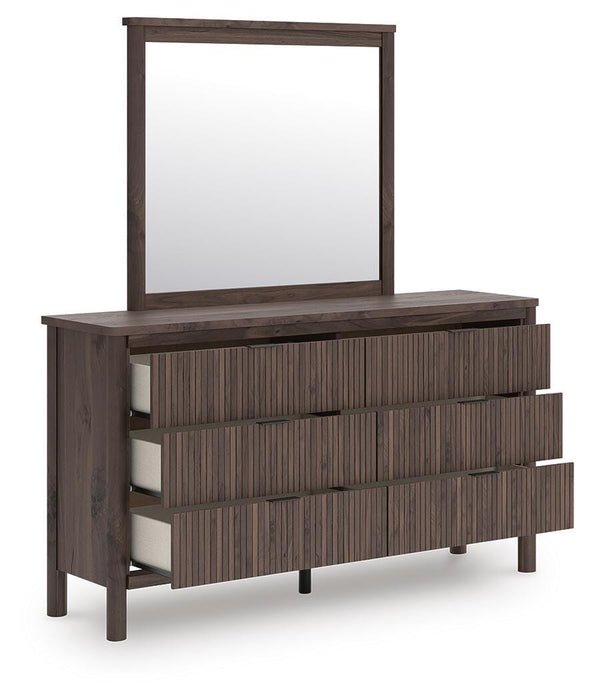 Pamytta Full Panel Platform Bed, Dresser, Mirror and Nightstand