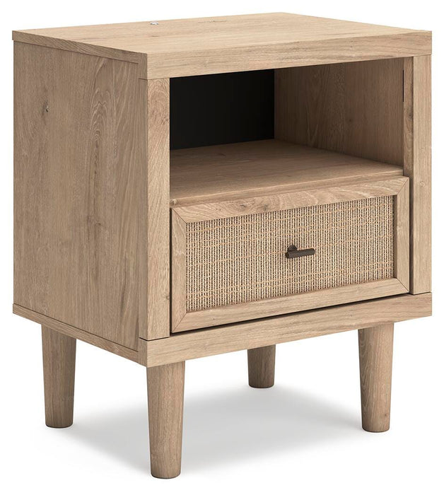 Cielden Queen Upholstered Bed with Roll Slats, Dresser, Mirror, Chest and Nightstand