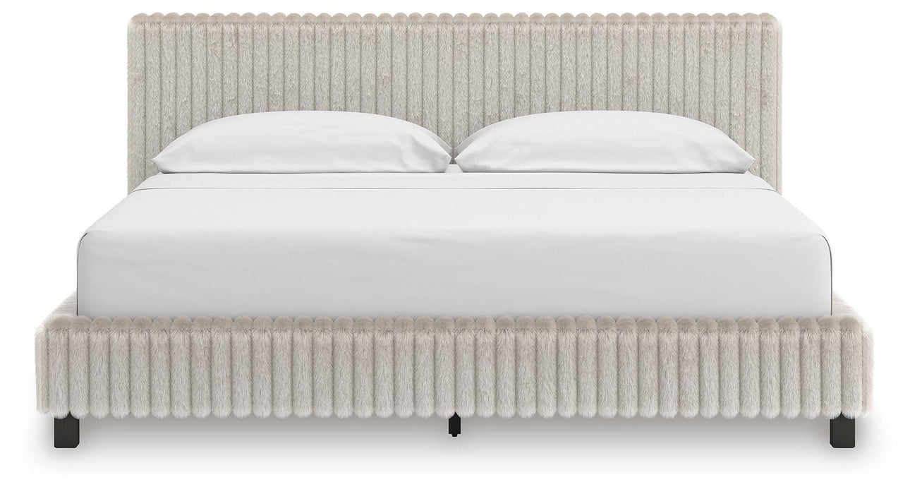 Zuraleus California King Upholstered Bed, Dresser, Mirror and Nightstand