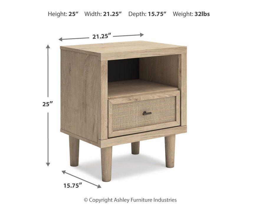 Cielden California King Upholstered Bed with Roll Slats, Dresser, Mirror, Chest and Nightstand
