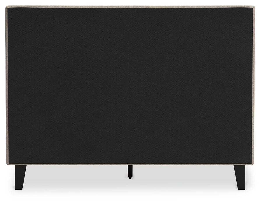 Cielden Full Upholstered Bed with Roll Slats, Dresser, Mirror, Chest and Nightstand