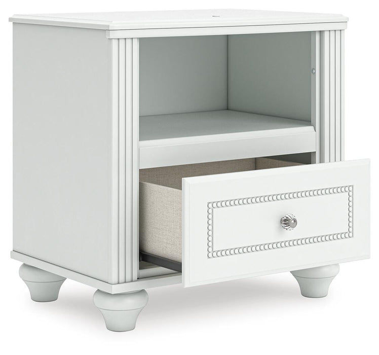 Kozlani Twin Upholstered Panel Bed, Dresser, Mirror and Nightstand