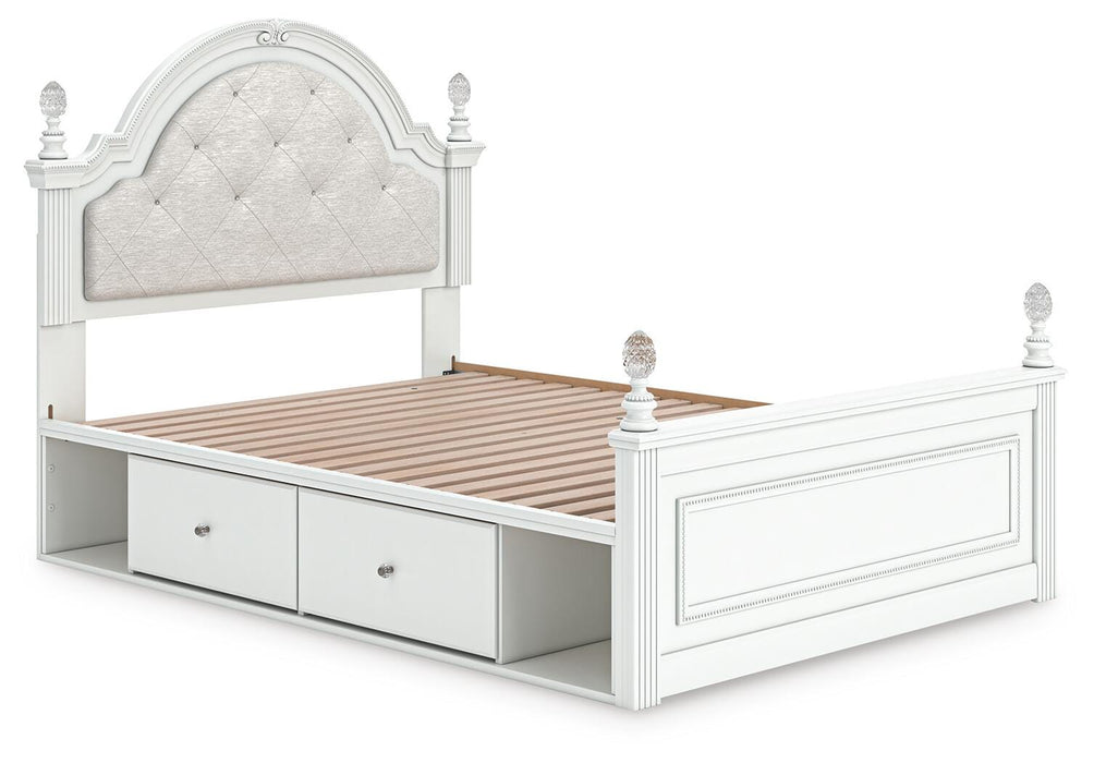 Kozlani Full Upholstered Panel Storage Bed, Dresser, Mirror and Nightstand