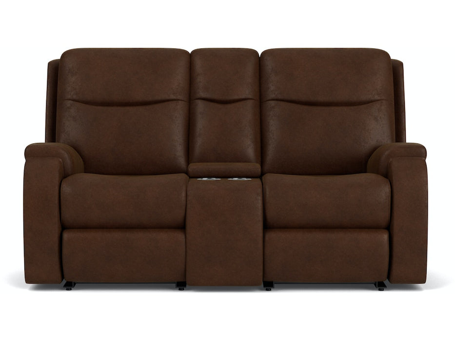 Penn Power Reclining Loveseat with Console and Power Headrests and Lumbar