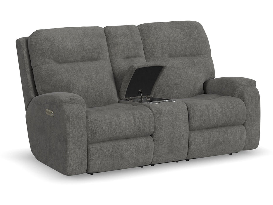 Penn Power Reclining Loveseat with Console and Power Headrests and Lumbar