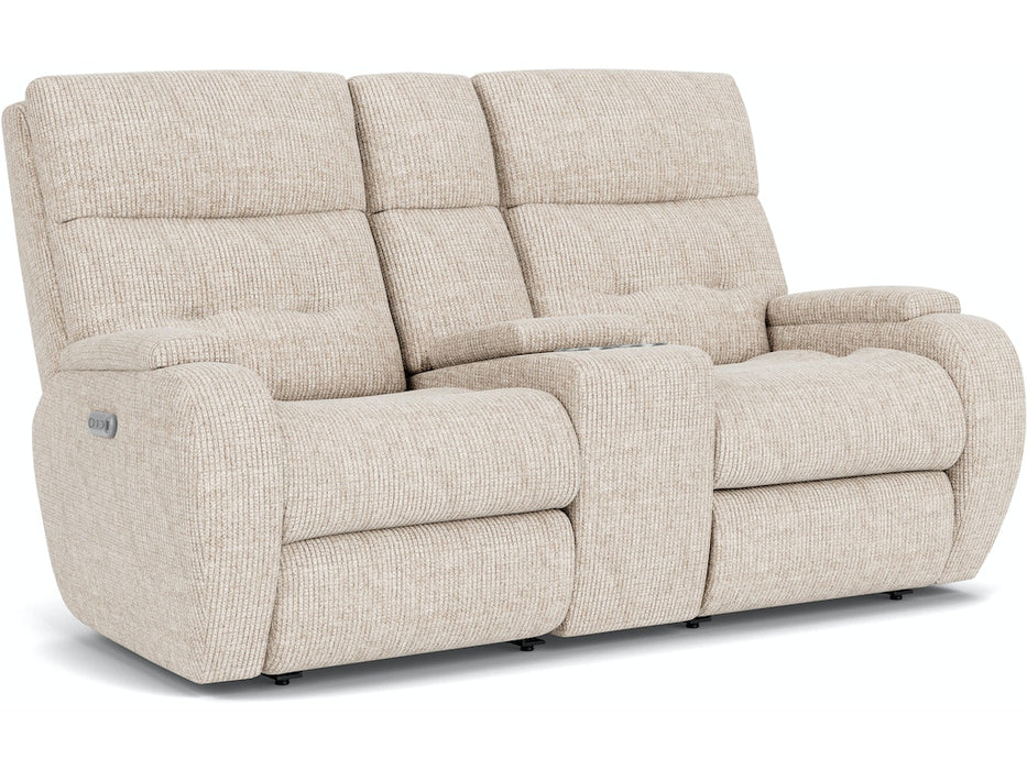 Strait Power Reclining Loveseat with Console and Power Headrests