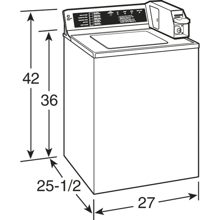 GE® 3.7 DOE Cu. Ft. Capacity Coin-Operated Washer