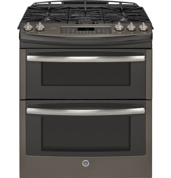 GE Profile™ Series 30" Slide-In Front Control Double Oven Gas Range
