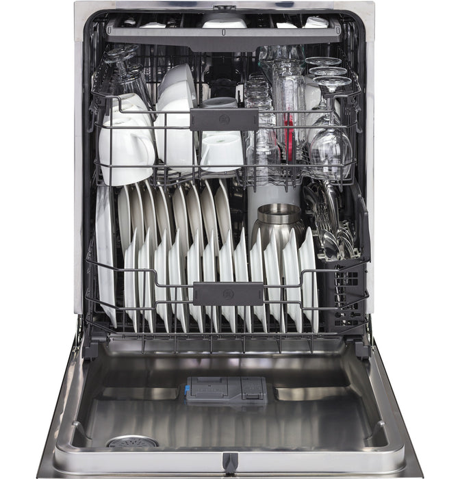 GE® Stainless Steel Interior Fingerprint Resistant Dishwasher with Hidden Controls