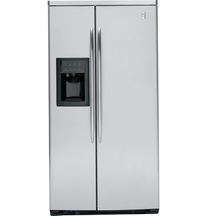 GE Profile™ ENERGY STAR® 25.6 Cu. Ft. Stainless-Wrapped Side-by-Side Refrigerator with Dispenser