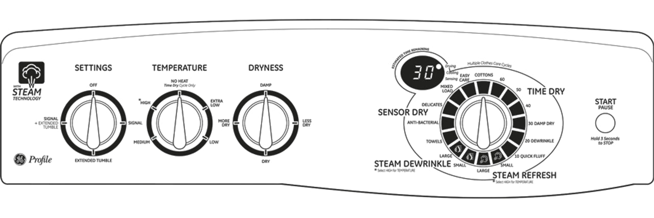 GE Profile™ 7.0 cu. ft. stainless steel capacity electric dryer with Steam and SensorDry Plus™