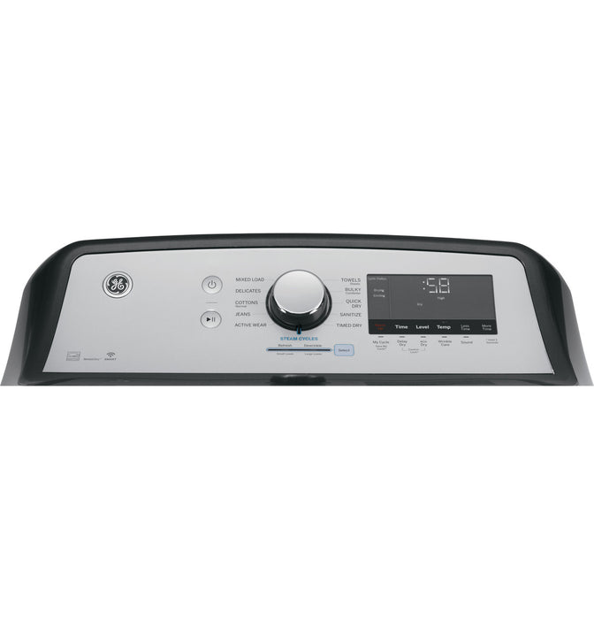 GE® ENERGY STAR® 7.4 cu. ft. Capacity Smart aluminized alloy drum Gas Dryer with Sanitize Cycle and Sensor Dry