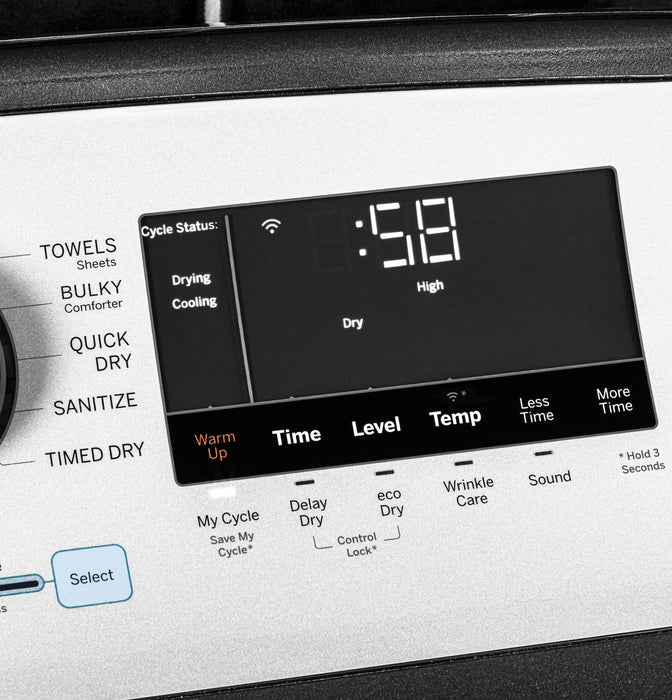 GE® ENERGY STAR® 7.4 cu. ft. Capacity Smart aluminized alloy drum Gas Dryer with Sanitize Cycle and Sensor Dry