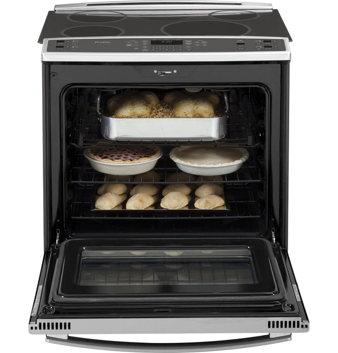 GE Profile™ Series 30" Slide-In Front Control Induction and Convection Range with Warming Drawer