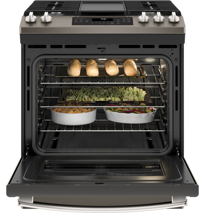 GE® 30" Slide-In Front-Control Convection Gas Range