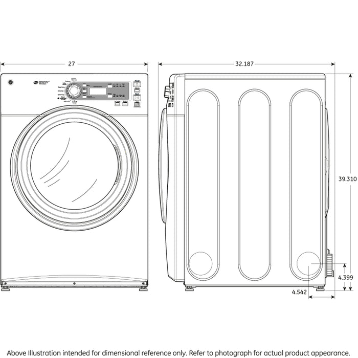 GE® 7.0 cu.ft. capacity electric dryer with steam