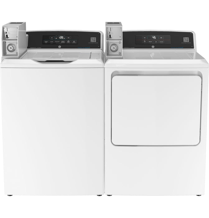 GE® 7.4 cu. ft. Capacity Electric Dryer with Built-In App Payment System SITE WIFI REQUIRED Optional Coin Drop, Front Serviceability, 5-Year Warranty