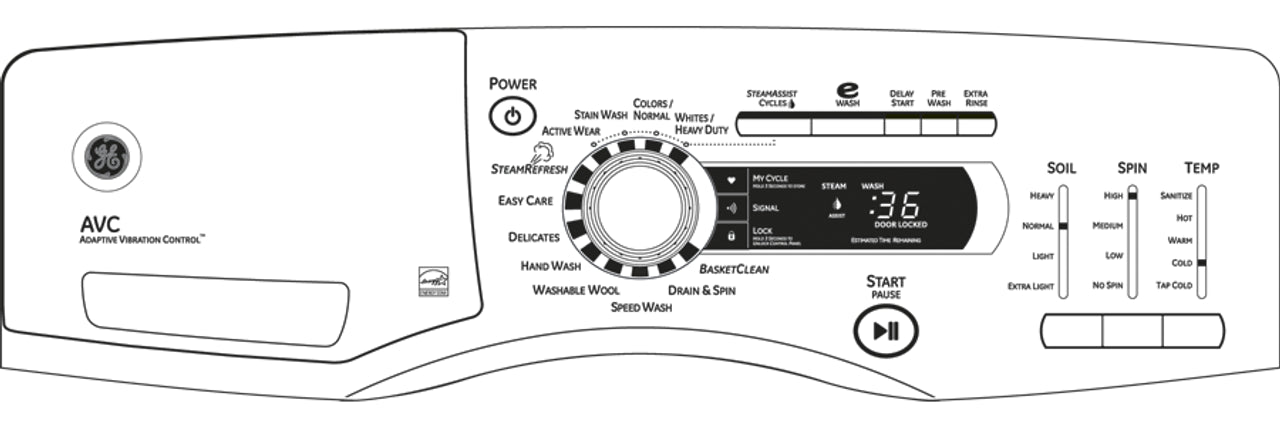 GE® 4.1 DOE cu. ft. stainless steel capacity frontload washer with Steam