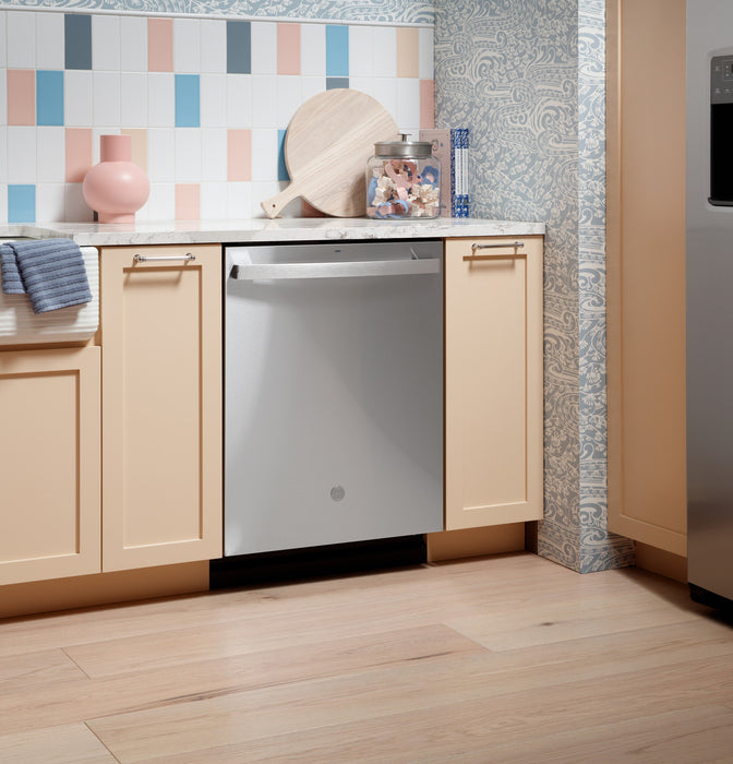 GE® ENERGY STAR® Fingerprint Resistant Top Control with Stainless Steel Interior Dishwasher with Sanitize Cycle